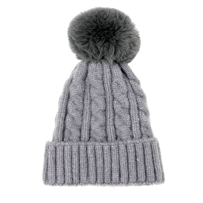Warm Chunky Cable Knit Beanie Pom Pom Hat Beanie Winter Hat