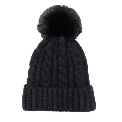 Warm Chunky Cable Knit Beanie Pom Pom Hat Beanie Winter Hat