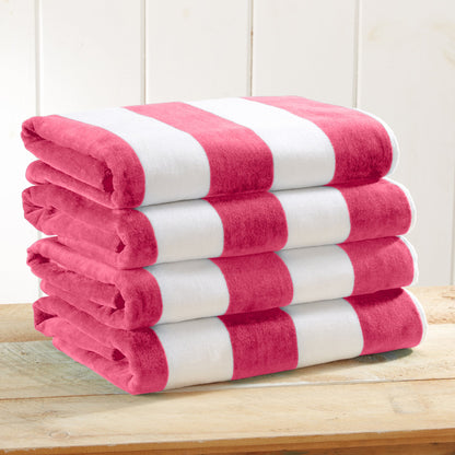 Cotton Velour Cabana Stripe Beach Towel - Novia Collection